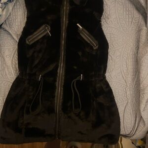 White‎ House Black Market Dark Faux Fur Vest